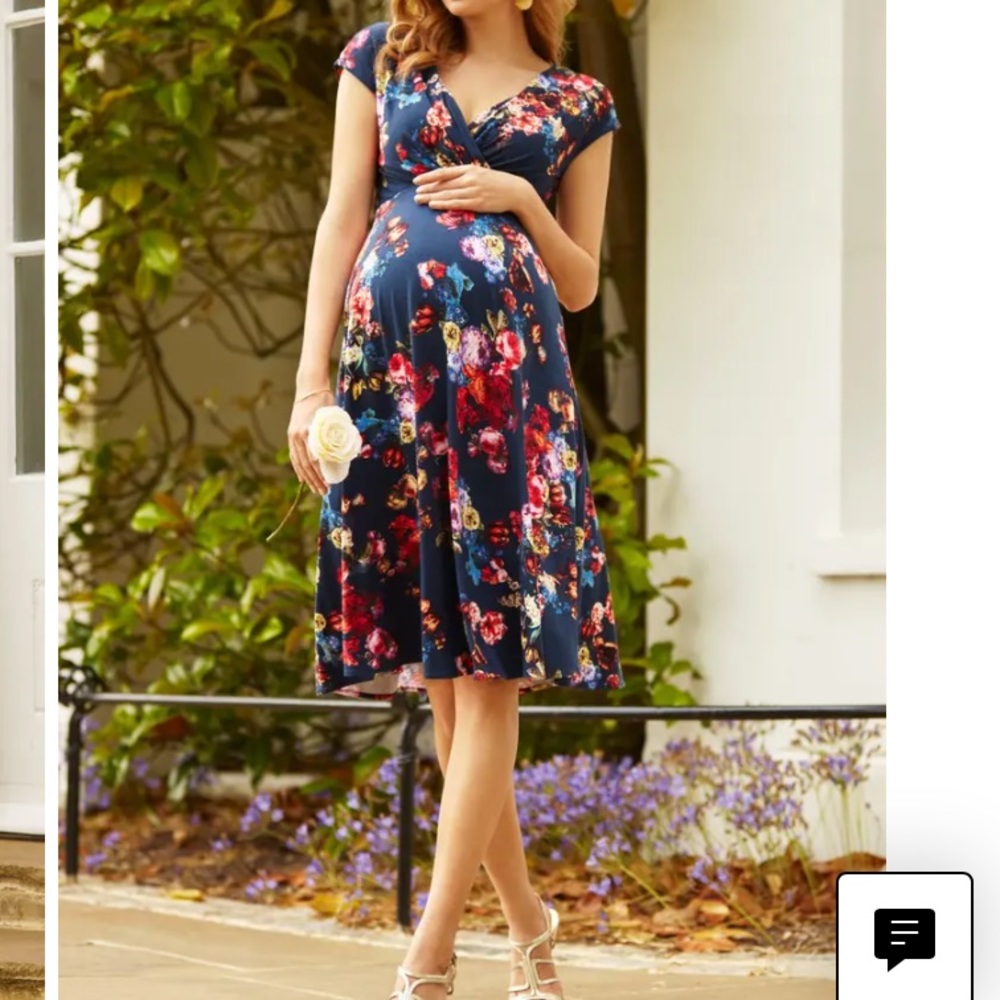 Blue floral maternity dress, UK size 3 (US size 8/10)